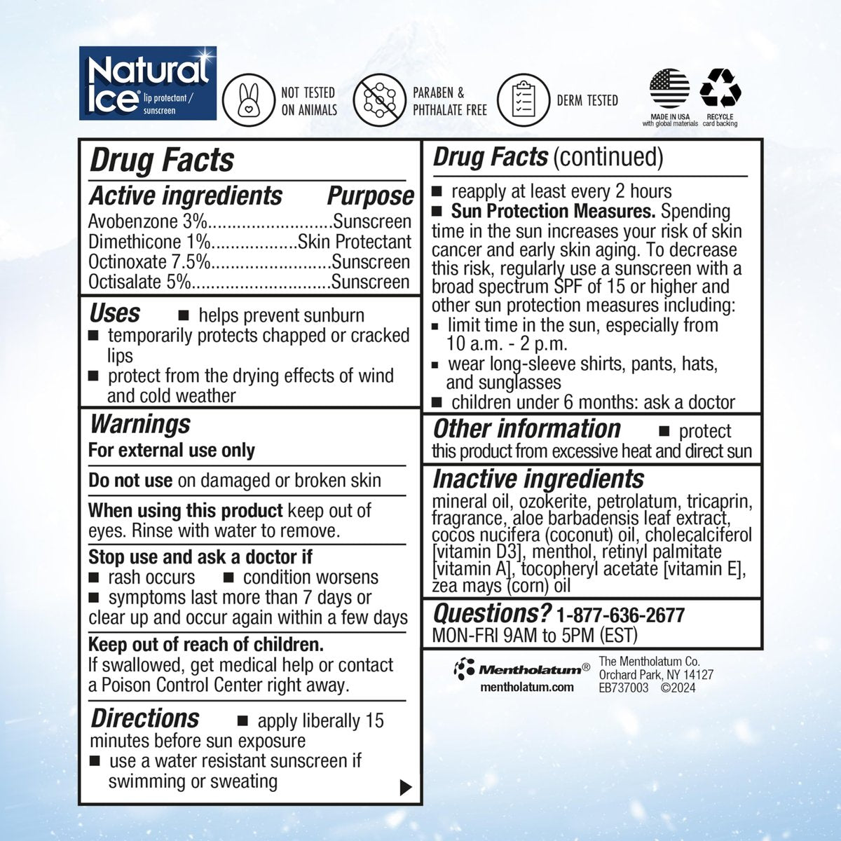Natural Ice Sport Broad Spectrum SPF 30 Medicated Lip Balm - 12 Pack, 4.2 g Tubes Avelisse