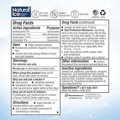 Natural Ice Sport Broad Spectrum SPF 30 Medicated Lip Balm - 12 Pack, 4.2 g Tubes Avelisse