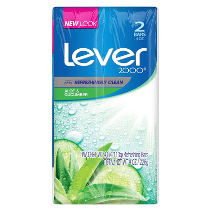 Lever 2000 Bar Soap, Aloe & Cucumber, 4 Ounce (Pack of 2) Avelisse