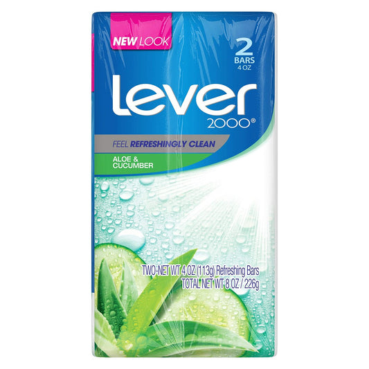 Lever 2000 Bar Soap, Aloe & Cucumber, 4 Ounce (Pack of 2) Avelisse
