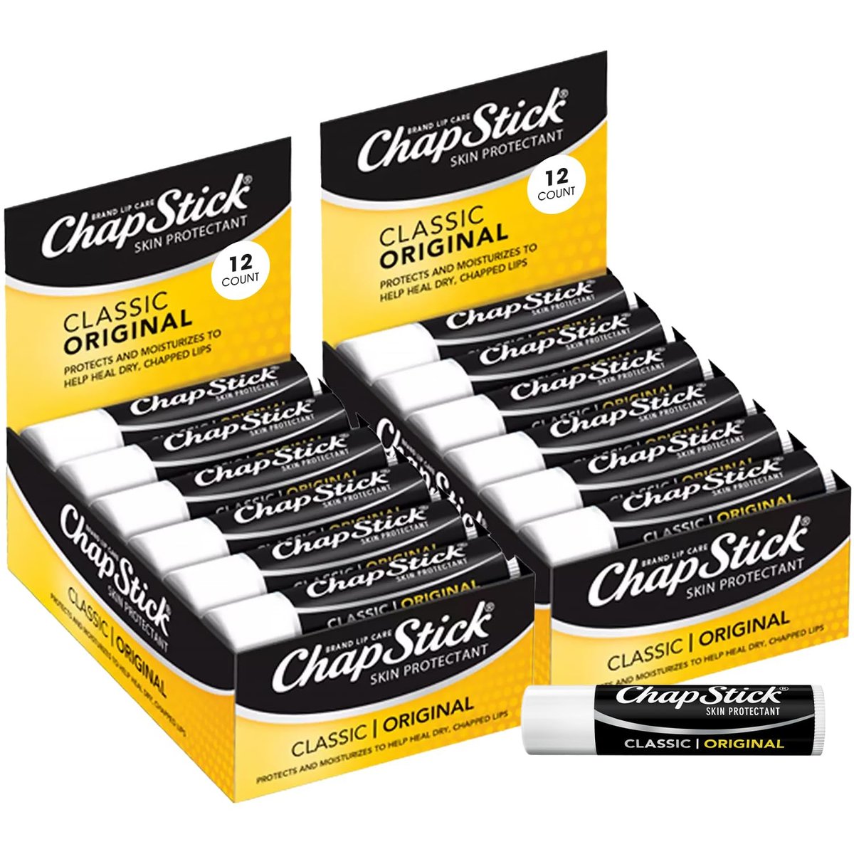 ChapStick Classic Original Lip Balm – 24-Count Bulk Pack for Dry Lips Avelisse