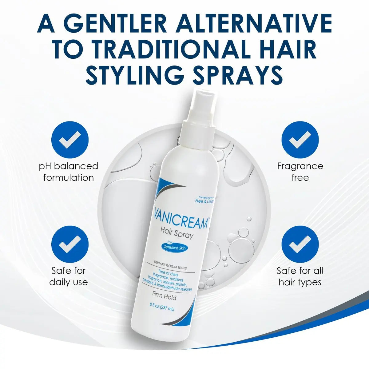 Vanicream Firm Hold Hairspray - Fragrance Free & Gluten Free, 8 oz, for Sensitive Skin Avelisse