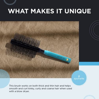 Spornette Double Stranded XL Round Brush – 2.75" Nylon Bristle Brush for Straightening, Anti-Frizz, Detangling & Volumizing – Ideal for Wavy, Curly, Medium & Long Hair Avelisse