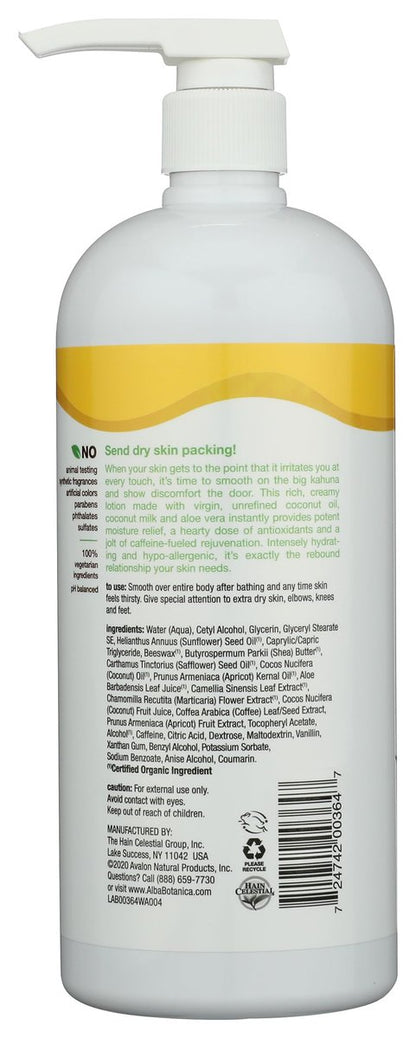 Alba Botanica Very Emollient Body Lotion, Coconut Rescue, 32 oz - Intense Moisturizer for Dry Skin
