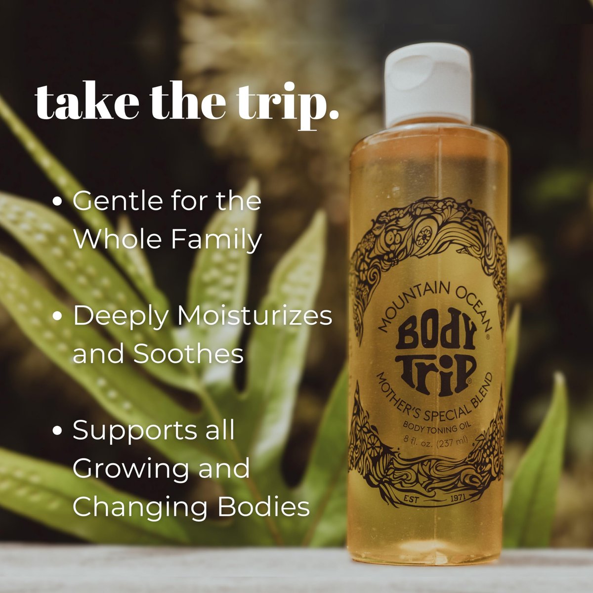 Mountain Ocean The Original Body Trip Mother's Special Blend Body Toning Oil - Deep Hydration, Helps Stretch Marks, with Almond & Coconut Oil, Cocoa Butter & Vitamin E, 8 oz Avelisse