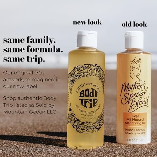 Mountain Ocean The Original Body Trip Mother's Special Blend Body Toning Oil - Deep Hydration, Helps Stretch Marks, with Almond & Coconut Oil, Cocoa Butter & Vitamin E, 8 oz Avelisse
