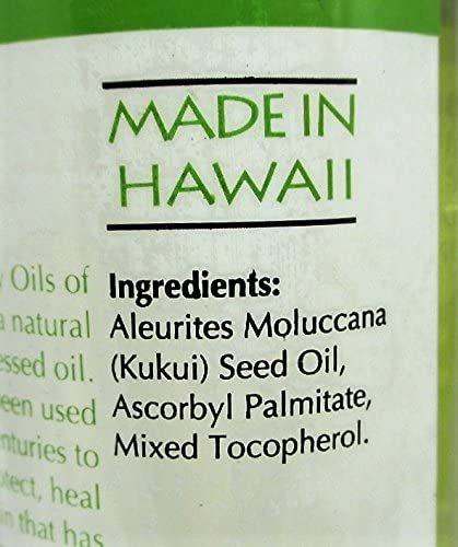 Oils of Aloha Hawaii Kukui Oil, No Fragrance, 4 Fl Oz - Pure Natural Moisturizer Avelisse