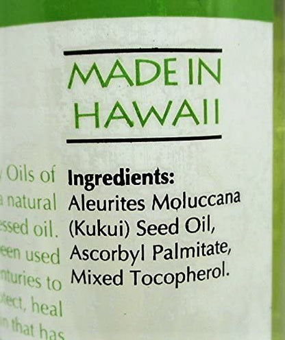 Oils of Aloha Hawaii Kukui Oil, No Fragrance, 4 Fl Oz - Pure Natural Moisturizer Avelisse