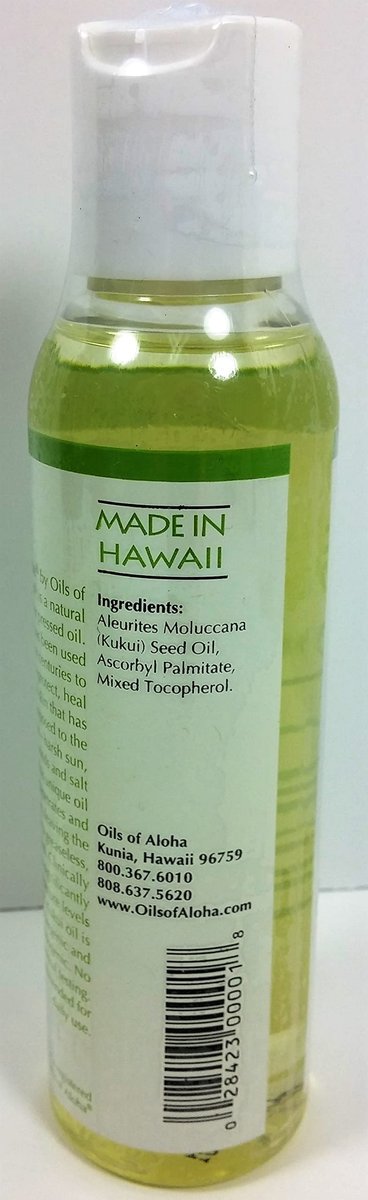 Oils of Aloha Hawaii Kukui Oil, No Fragrance, 4 Fl Oz - Pure Natural Moisturizer Avelisse