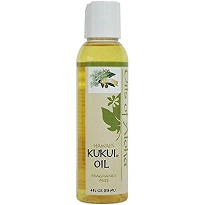Oils of Aloha Hawaii Kukui Oil, No Fragrance, 4 Fl Oz - Pure Natural Moisturizer Avelisse