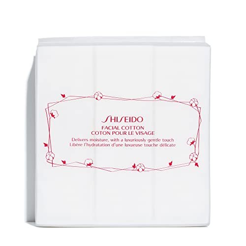 Shiseido Facial Cotton Pads - 165 Soft, 100% Natural Cotton Squares for Skincare Application & Makeup Removal Avelisse