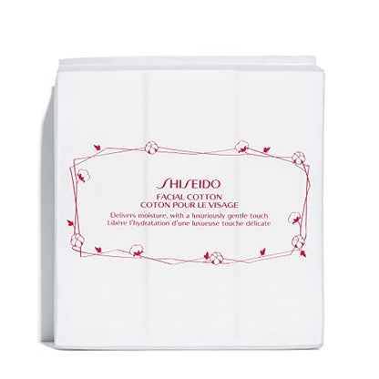 Shiseido Facial Cotton Pads - 165 Soft, 100% Natural Cotton Squares for Skincare Application & Makeup Removal Avelisse