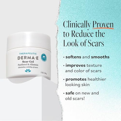 Derma E Scar Gel – Hydrating Scar Treatment for Face, Acne Scars, Burns & Stretch Marks with Panthenol & Allantoin, 2 oz