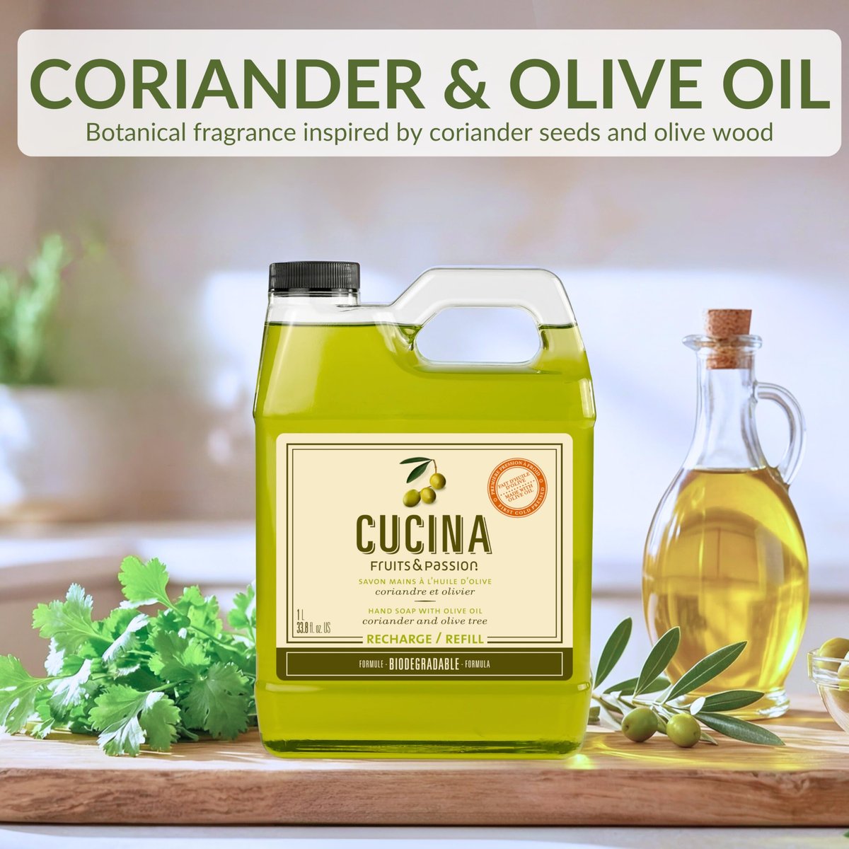 Cucina Coriander and Olive Tree 33.8 oz Purifying Hand Wash Refill Avelisse