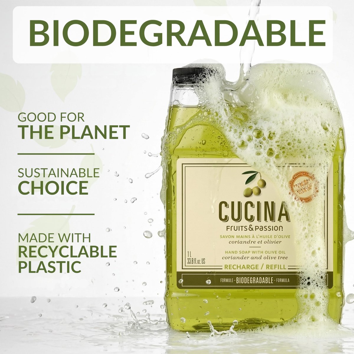 Cucina Coriander and Olive Tree 33.8 oz Purifying Hand Wash Refill Avelisse