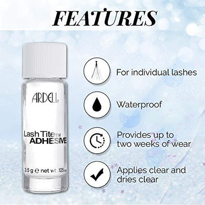 Ardell Lashtite Adhesive Bottle, Clear, 0.12 oz – Long-Lasting False Eyelash Glue with Silicone Formula