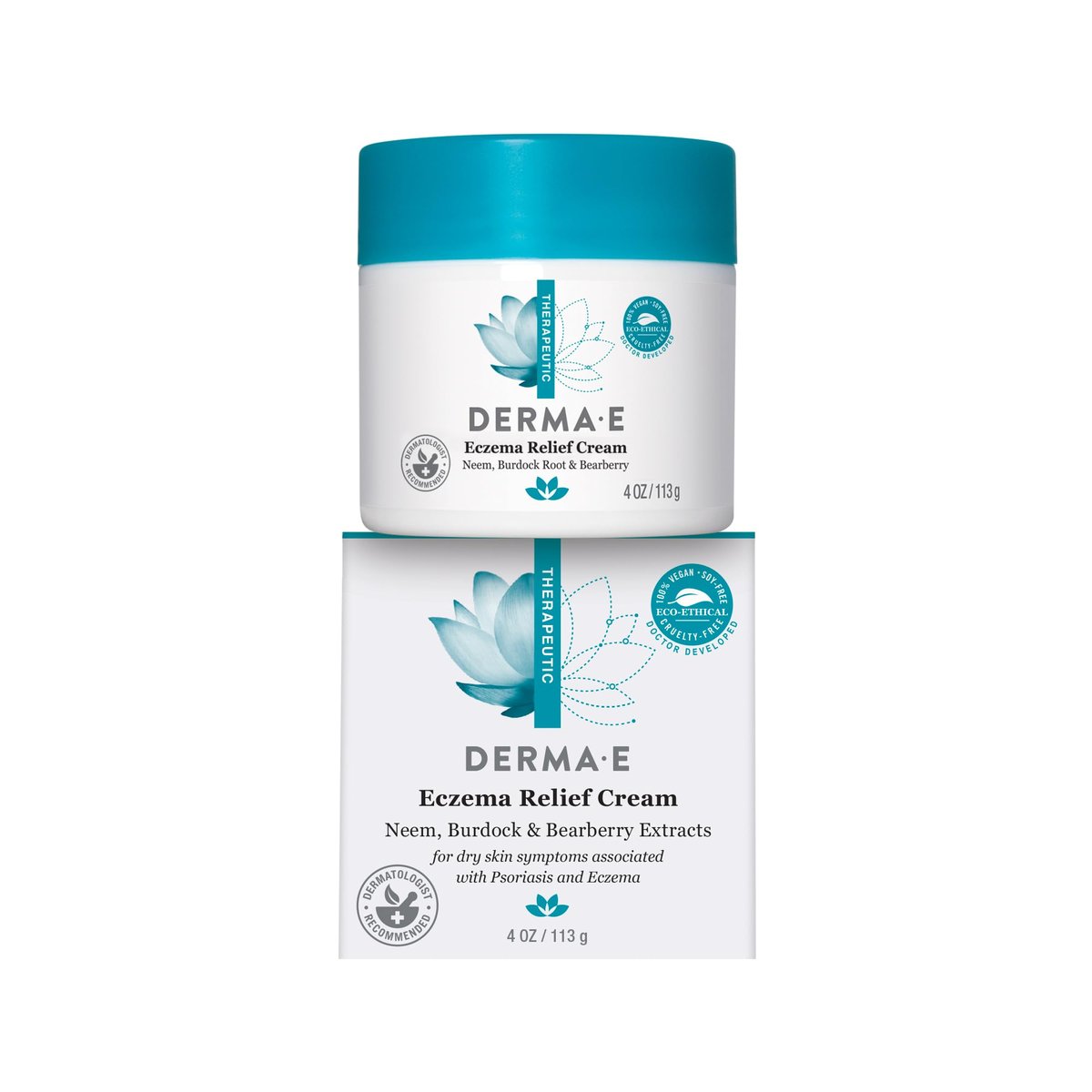 Derma E Eczema Relief Cream – All Natural Itch Relief – Soothing, Relieves Flaky, Scaly and Dry Skin - Antioxidant-Rich Topical Eczema and Psoriasis Cream, 4oz - görsel 1