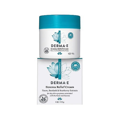 Derma E Eczema Relief Cream – All Natural Itch Relief – Soothing, Relieves Flaky, Scaly and Dry Skin - Antioxidant-Rich Topical Eczema and Psoriasis Cream, 4oz