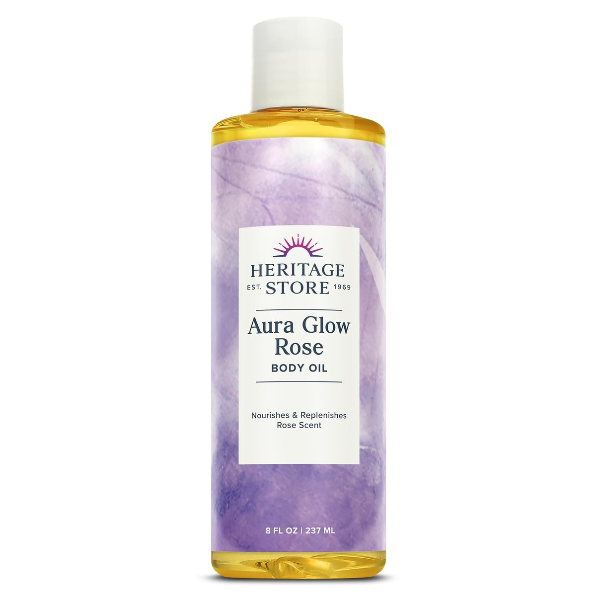HERITAGE STORE Aura Glow Rose Body Oil – Luxurious Moisturizer for Dry Skin, Massage & Bath Oil, 8 oz Avelisse