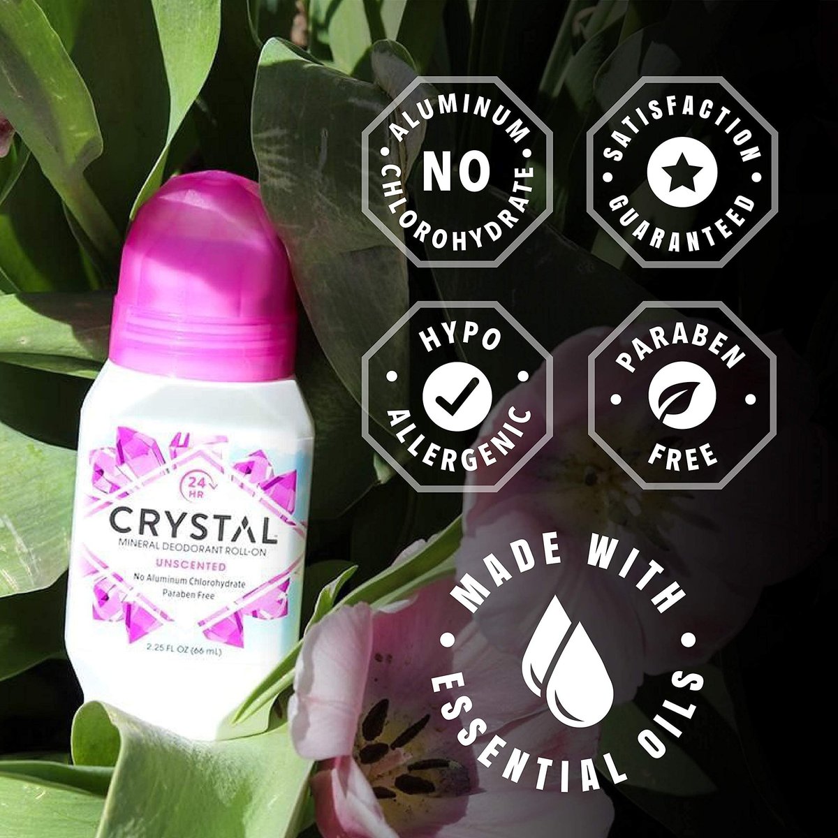 Crystal Essence Mineral Roll-On Deodorant Unscented 3-Pack - Natural Vegan Deodorant for Women and Men, 2.25 fl oz Each - görsel 15