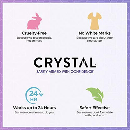 Crystal Essence Mineral Roll-On Deodorant Unscented 3-Pack - Natural Vegan Deodorant for Women and Men, 2.25 fl oz Each