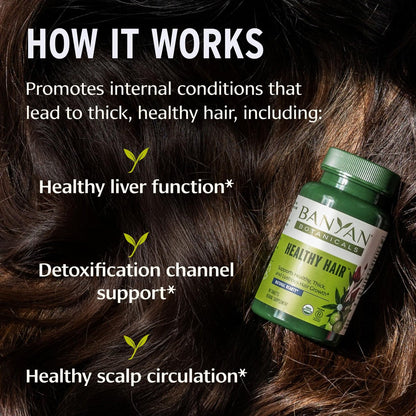 Banyan Botanicals Organic Healthy Hair Supplement – Bhringaraj, Amla & Brahmi for Thickness, Shine & Scalp Health – 90 Tablets Avelisse