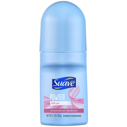 Suave Roll-On Deodorant for Women, Powder Fresh Scent – Antiperspirant Deodorant with 24H Sweat & Odor Protection, 2.7 Oz