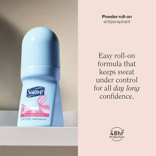 Suave Roll-On Deodorant for Women, Powder Fresh Scent – Antiperspirant Deodorant with 24H Sweat & Odor Protection, 2.7 Oz - görsel 4