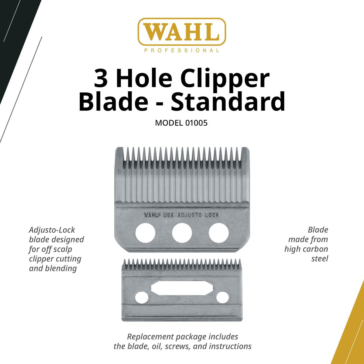 Wahl Professional 3-Hole Standard Clipper Blade, 1mm-3mm, Adjusto-Lock Replacement for Designer, Senior, Pilot, Nugget, Sterling 1 Plus, and Sterling 4 Clippers (Silver, 2 Piece Set) Avelisse