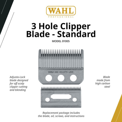 Wahl Professional 3-Hole Standard Clipper Blade, 1mm-3mm, Adjusto-Lock Replacement for Designer, Senior, Pilot, Nugget, Sterling 1 Plus, and Sterling 4 Clippers (Silver, 2 Piece Set) Avelisse