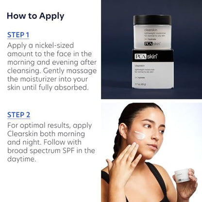 PCA SKIN Clearskin Lightweight Face Moisturizer for Oily Skin – Daily Hydrating Facial Moisturizer for Oily, Acne-Prone, and Sensitive Skin, Quick Absorbing, Reduces Discolorations, 1.7 oz Jar Avelisse