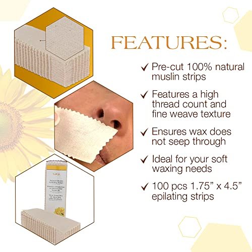 GiGi Waxing Strips for Hair Removal - Small Natural Muslin, 100 Epilating Strips - görsel 7