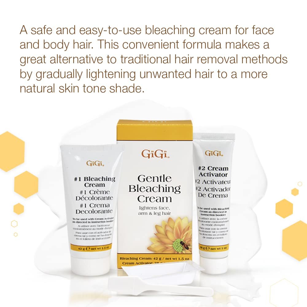 GiGi Gentle Bleaching Cream for Hair – Safe Facial & Body Hair Bleach, 1 oz Avelisse