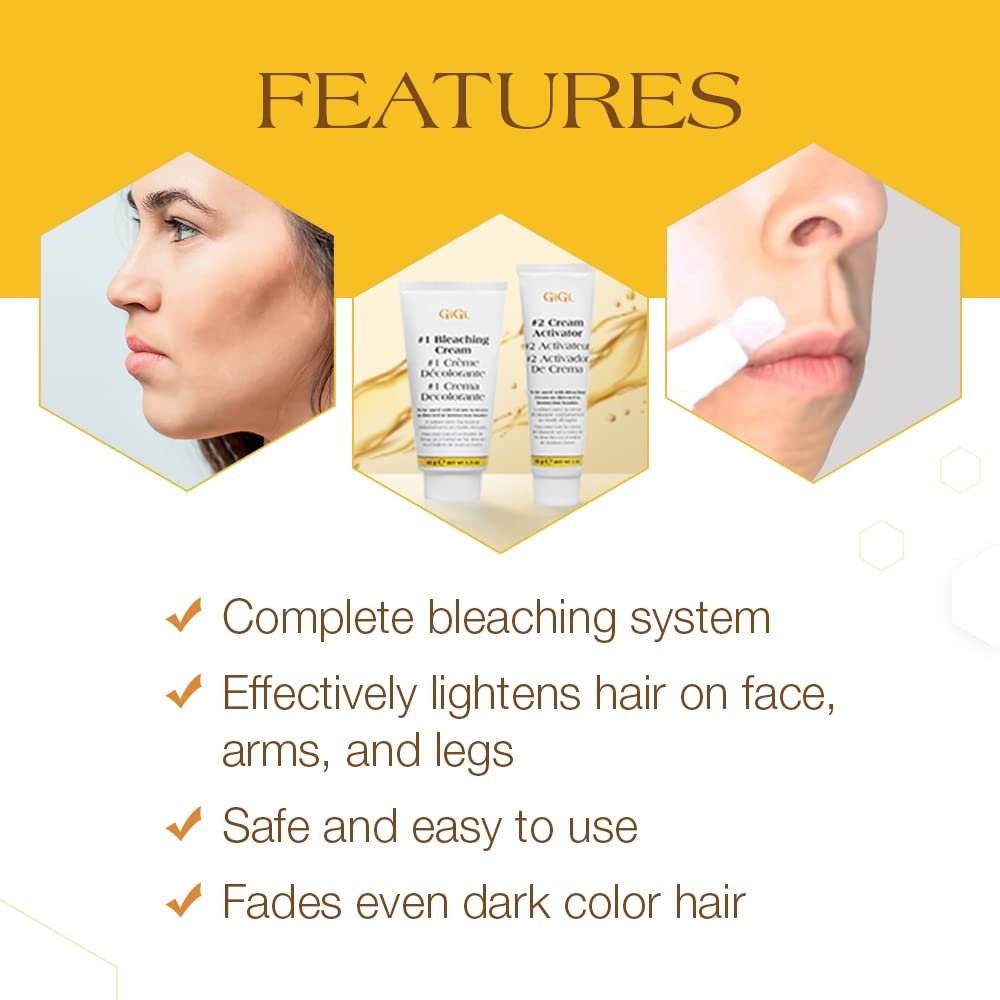 GiGi Gentle Bleaching Cream for Hair – Safe Facial & Body Hair Bleach, 1 oz Avelisse