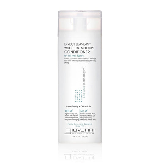 GIOVANNI Direct Leave In Weightless Moisture Conditioner - Co-Wash for Curls & Wavy Hair, Wash & Go, Salon Quality, No Parabens, Natural Botanical Ingredients - 8.5 oz