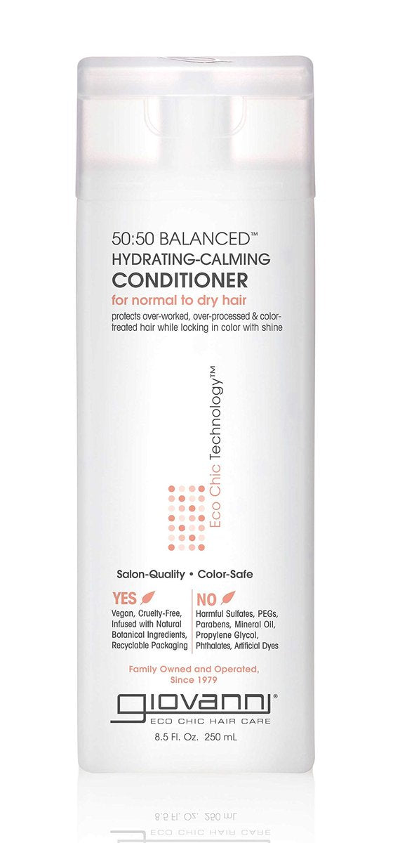 GIOVANNI Eco Chic 50:50 Balanced Hydrating Calming Conditioner - pH Balanced for Over-Processed Hair, Sulfate-Free, Paraben-Free, Color Safe - 8.5 oz Avelisse