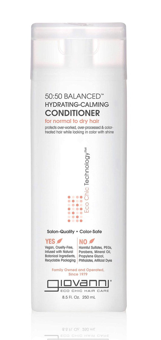 GIOVANNI Eco Chic 50:50 Balanced Hydrating Calming Conditioner - pH Balanced for Over-Processed Hair, Sulfate-Free, Paraben-Free, Color Safe - 8.5 oz Avelisse