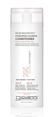 GIOVANNI Eco Chic 50:50 Balanced Hydrating Calming Conditioner - pH Balanced for Over-Processed Hair, Sulfate-Free, Paraben-Free, Color Safe - 8.5 oz Avelisse
