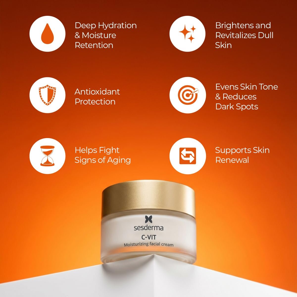 Sesderma C-VIT Moisturizing Facial Cream – Vitamin C Antioxidant Anti-Aging Cream for Revitalized, Youthful Skin (1.7 fl oz) Avelisse