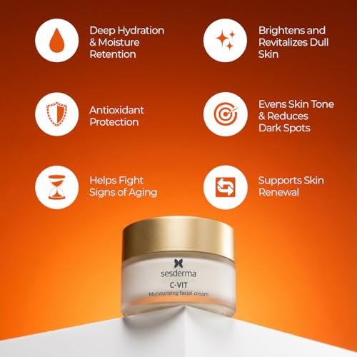 Sesderma C-VIT Moisturizing Facial Cream – Vitamin C Antioxidant Anti-Aging Cream for Revitalized, Youthful Skin (1.7 fl oz) Avelisse