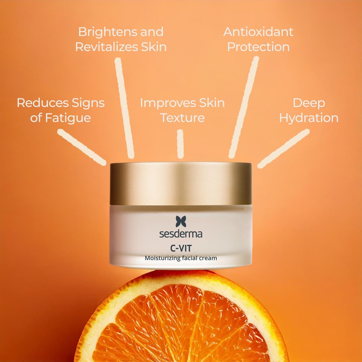 Sesderma C-VIT Moisturizing Facial Cream – Vitamin C Antioxidant Anti-Aging Cream for Revitalized, Youthful Skin (1.7 fl oz) Avelisse