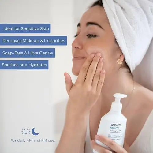 Sesderma HIDRAVEN Foamy Soap-Free Cream Cleanser - Gentle Facial Wash for Sensitive Skin with Natural Plant Extracts, 10.2 fl oz Avelisse