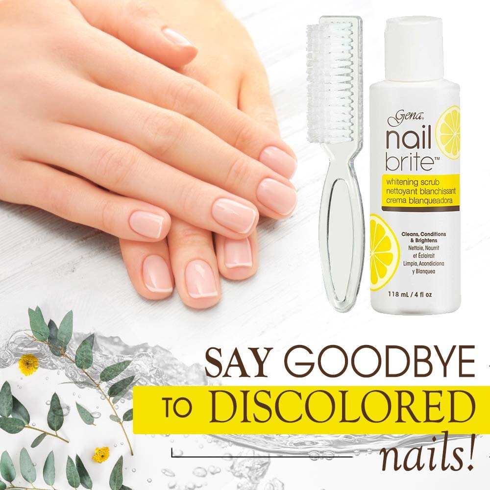 Gena Nail Brite Whitening Scrub with Brush – 4 oz Nail Cleanser & Brightener - görsel 11