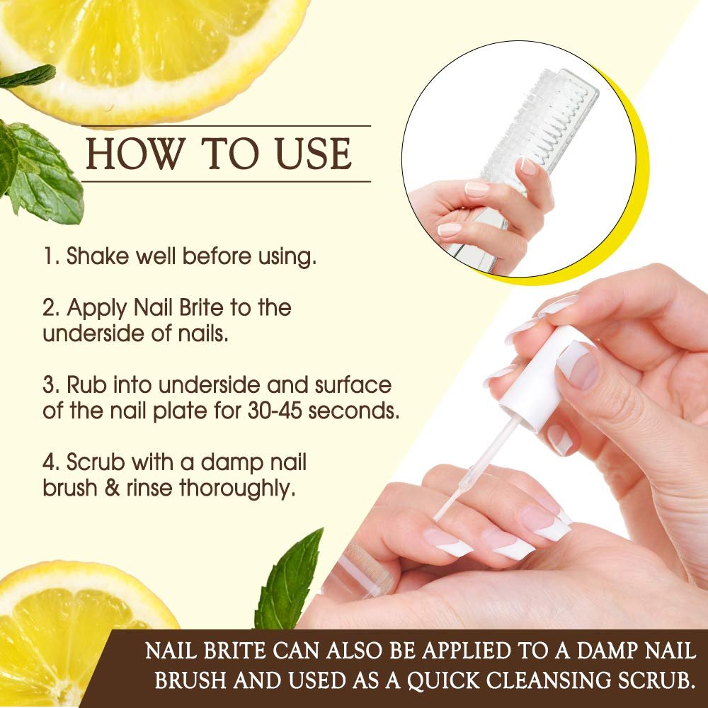 Gena Nail Brite Whitening Scrub with Brush – 4 oz Nail Cleanser & Brightener - görsel 9