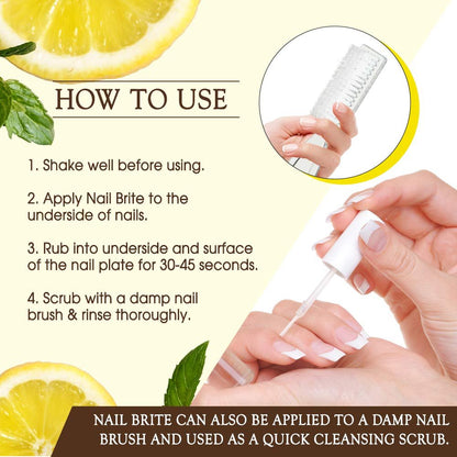 Gena Nail Brite Whitening Scrub with Brush – 4 oz Nail Cleanser & Brightener