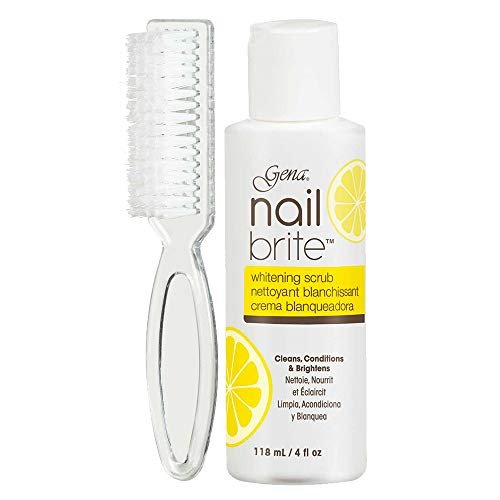 Gena Nail Brite Whitening Scrub with Brush – 4 oz Nail Cleanser & Brightener - görsel 2