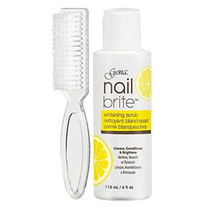 Gena Nail Brite Whitening Scrub with Brush – 4 oz Nail Cleanser & Brightener