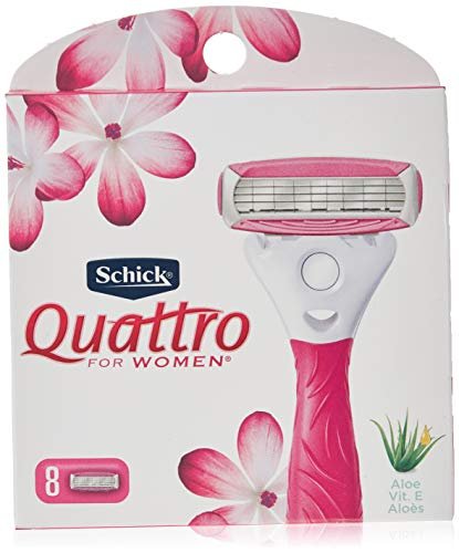 Schick Quattro for Women Razor Refill Cartridges, 8 Count (Pack of 2, 4 Cartridges Each) with Aloe and Vitamin E Avelisse