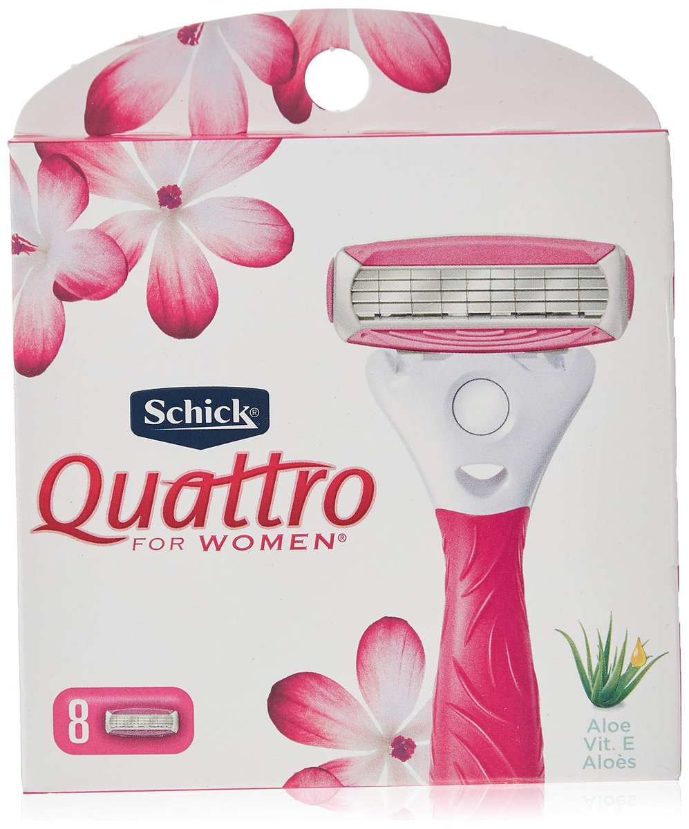 Schick Quattro for Women Razor Refill Cartridges, 8 Count (Pack of 2, 4 Cartridges Each) with Aloe and Vitamin E Avelisse
