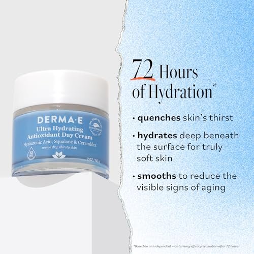 Derma E Ultra Hydrating Antioxidant Day Cream – Face Moisturizer with Hyaluronic Acid, Squalane, and Ceramides for Sensitive Skin, 2 oz Avelisse